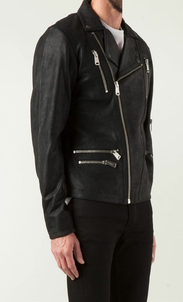 Mens Kill City Rocker Biker Leather Jacket - Image 4