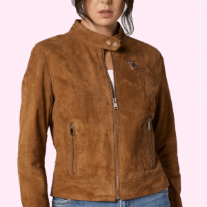 Kylie Camel Suede Leather Jacket