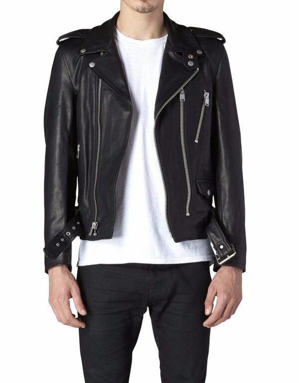 Mens Fashion Lac Motorcycle Leather Jacket - Image 2