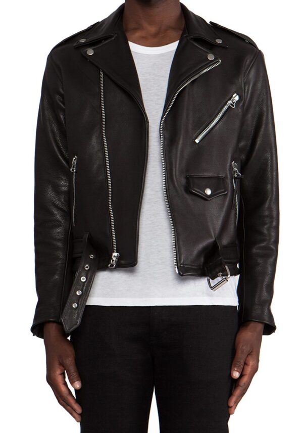 Mens Fashion Laer Classic Biker Leather Jacket - Image 2