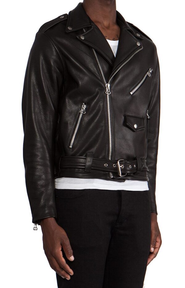 Mens Fashion Laer Classic Biker Leather Jacket - Image 4
