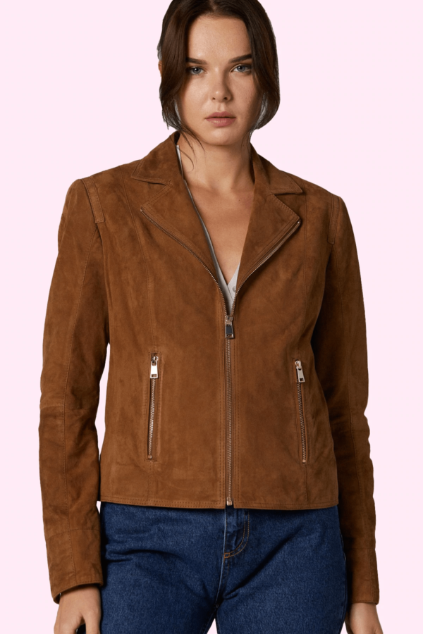 Lara Camel Suede Leather Jacket