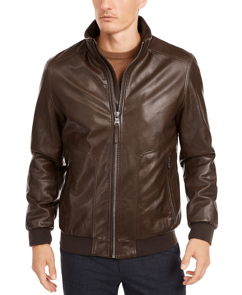 Men's Calvin Klein Bomber Leather Jacket - AirBorne Jacket