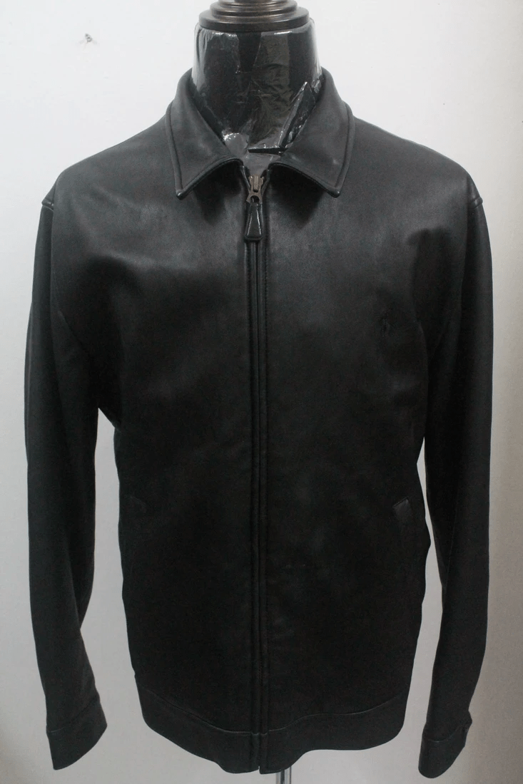 Mens Polo Ralph Lauren Black Leather Jacket - AirBorne Jacket