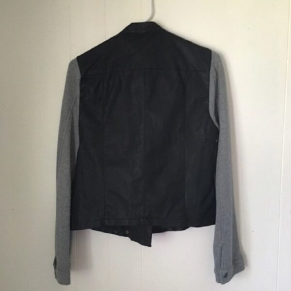 Mens Leather Jacket With Sweatshirt Sleeves - Image 3