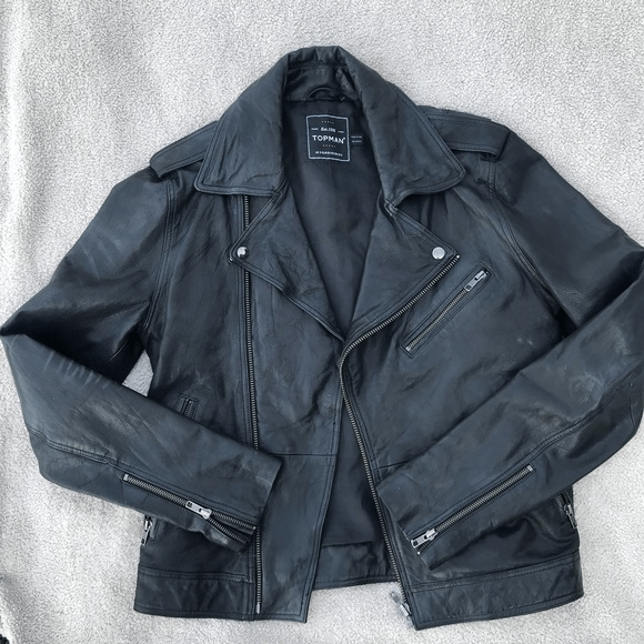 Mens Topman Biker Leather Jacket AirBorne Jacket