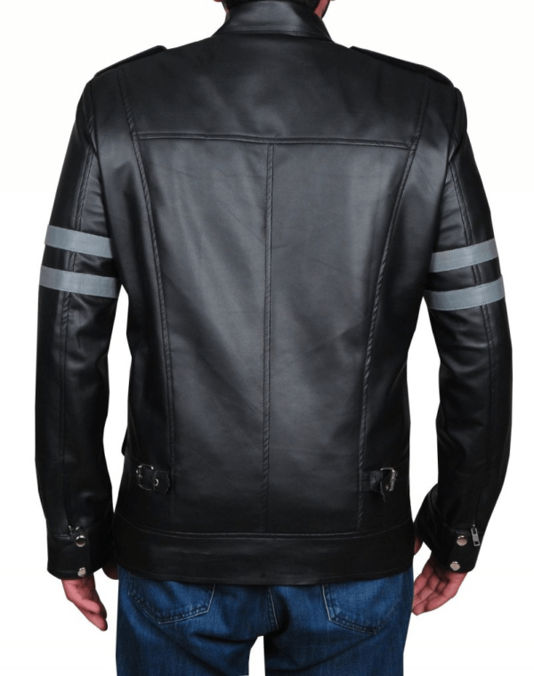 Mens Leon Kennedy Resident Evil 6 Black Leather Jacket - Image 5