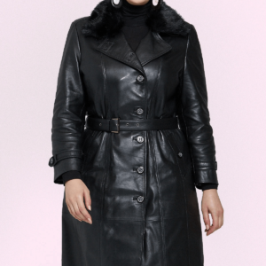 Longchamp Black Leather Trench Jacket