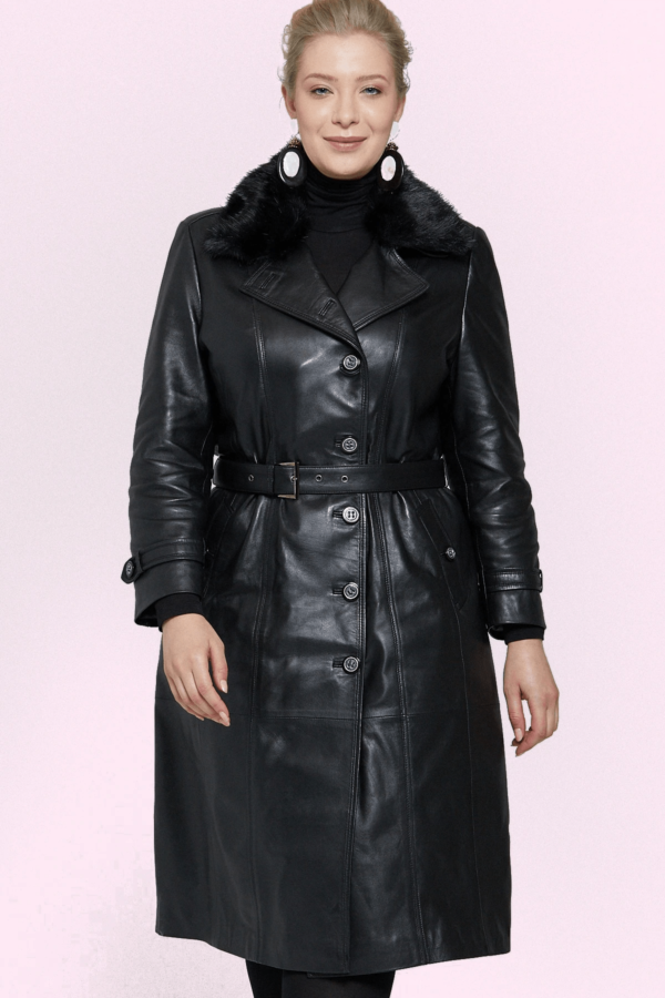 Longchamp Black Leather Trench Jacket