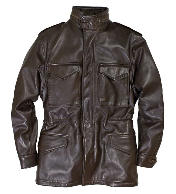 Mens Fashion M Collection M-65 Field Leather Jacket