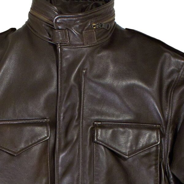 Mens Fashion M Collection M-65 Field Leather Jacket - Image 2
