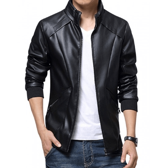 Men's Simple Look Leather Jacket - AirBorne Jacket