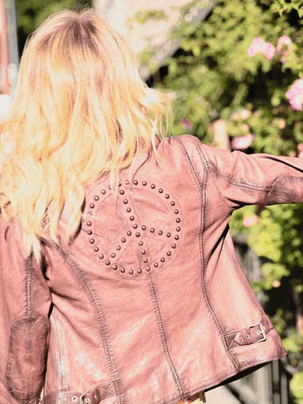 Mauritius Maysie Peace Sign Leather Jacket - Image 3