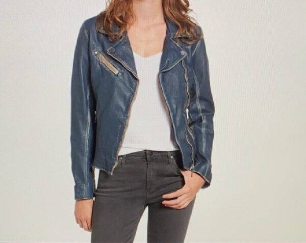 Stop Staring Hand Painted Denim Shearling Jacket - Image 4