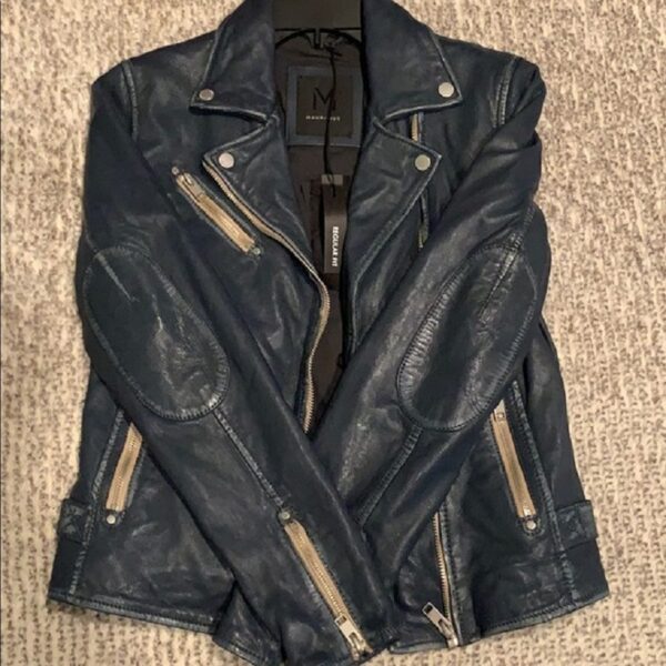 Stop Staring Hand Painted Denim Shearling Jacket - Image 3