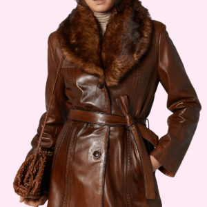 Mayfair Brown Leather Trench Jacket