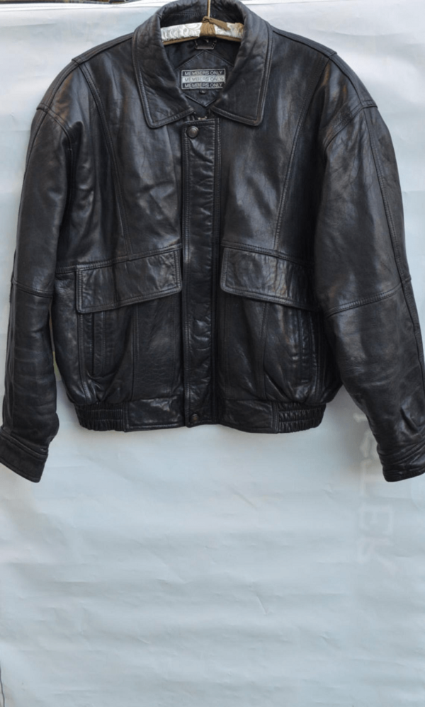 Mens Members Only Leather Bomber Jacket - Image 2