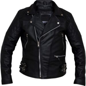 Mens Classic Diamond Black Biker Leather Jacket