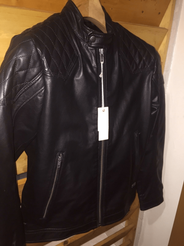 Mens Diesel Black Leather Jacket - Image 2
