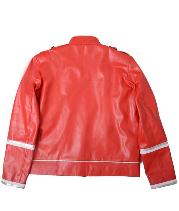 Mens Hemskin Belted Military Style Red Leather Jacket - Image 2