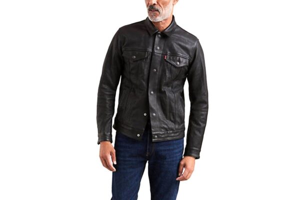 Mens Levis Black Leather Jacket