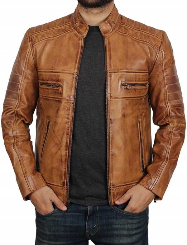 Men’s Motorcycle Brown Leather Jacket