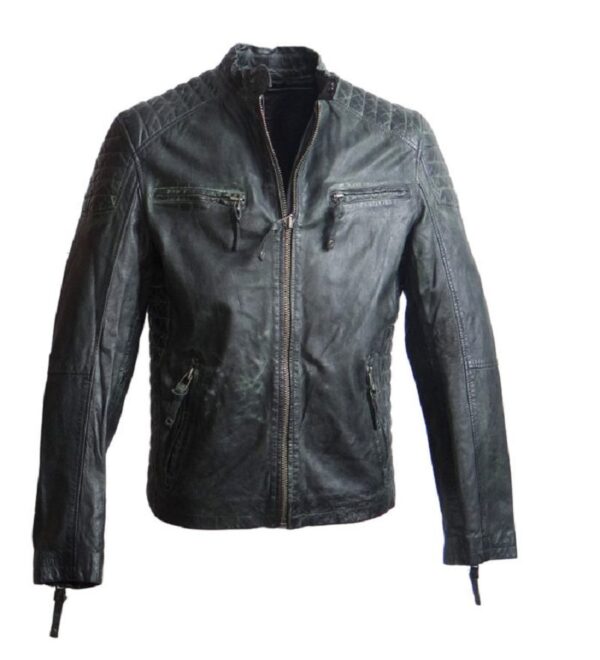 Mens Fashion Used Look Leather Jacket