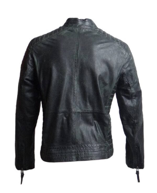 Mens Fashion Used Look Leather Jacket - Image 3