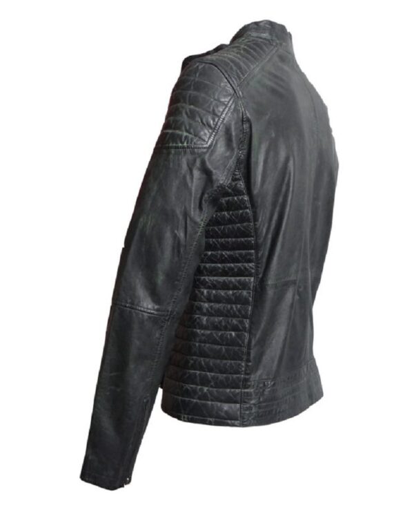 Mens Fashion Used Look Leather Jacket - Image 2