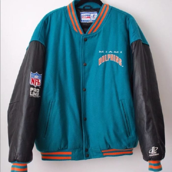 Mens Miami Dolphins NFL Proline Leather Jacket - AirBorne Jacket