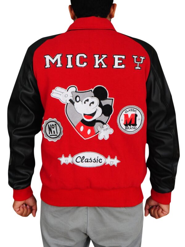 Michael Jackson Mickey Mouse Red Varsity Jacket