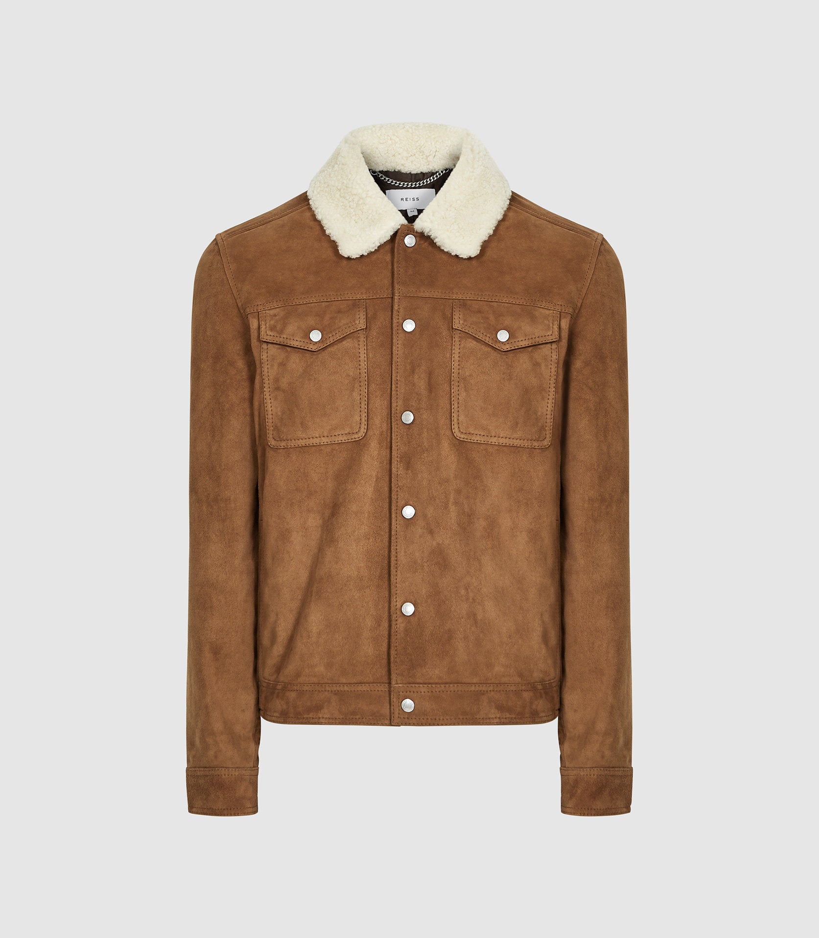 Miles Reiss Suede Trucker Shearling Collar Leather Jacket - AirBorne Jacket