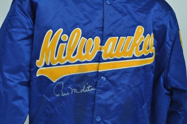 Milwaukee Brewers Baseball Blue Satin Jacket - Image 4