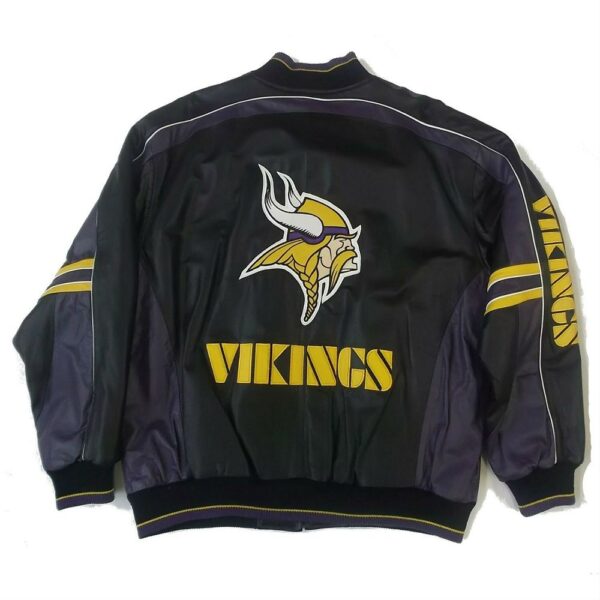 Minnesota Vikings Bomber Leather Jacket - Image 4