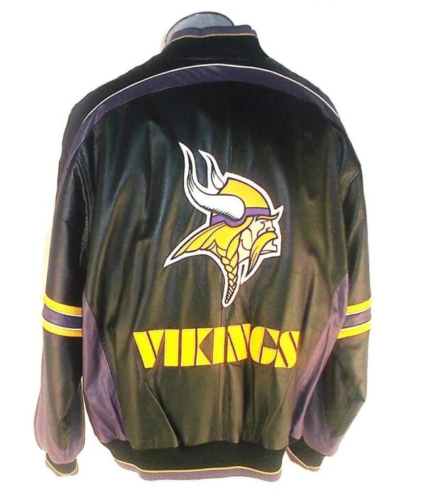 Minnesota Vikings Bomber Leather Jacket - Image 3