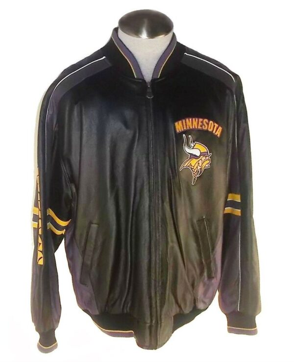 Minnesota Vikings Bomber Leather Jacket - Image 2