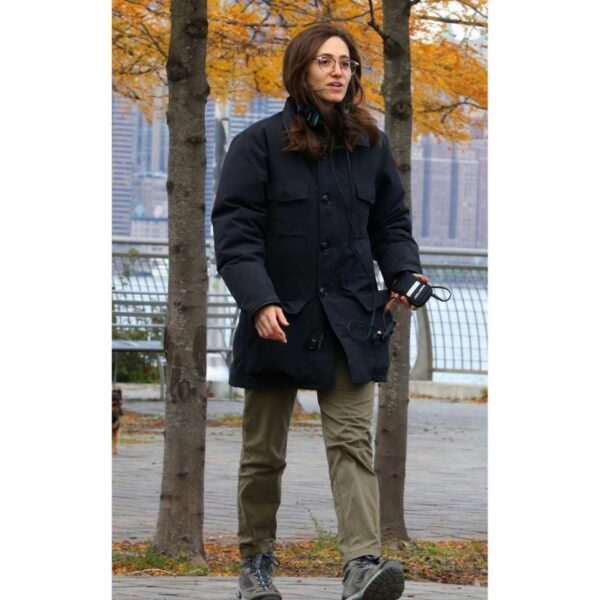 Modern Love Emmy Rossum Black Cotton Coat - Image 3