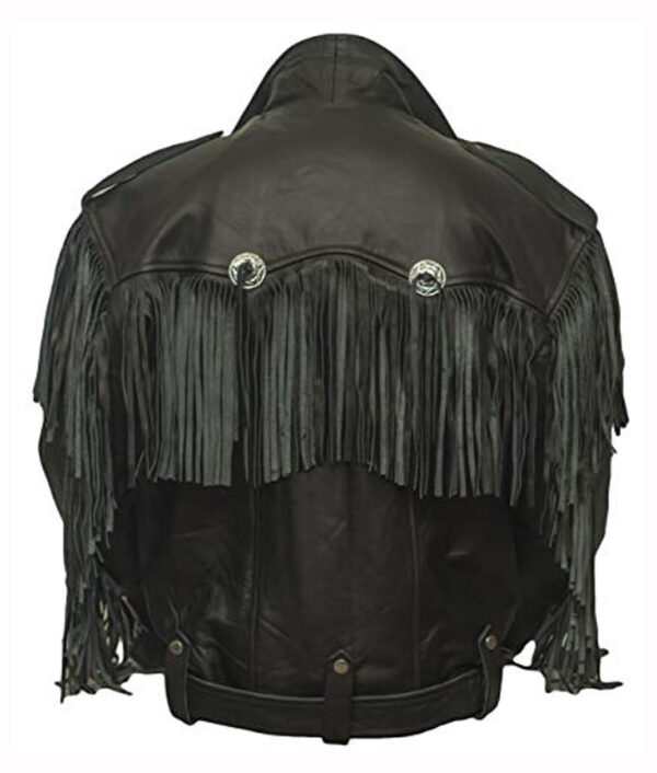 Money Heist Nairobi Fringe Black Leather Jacket - Image 3