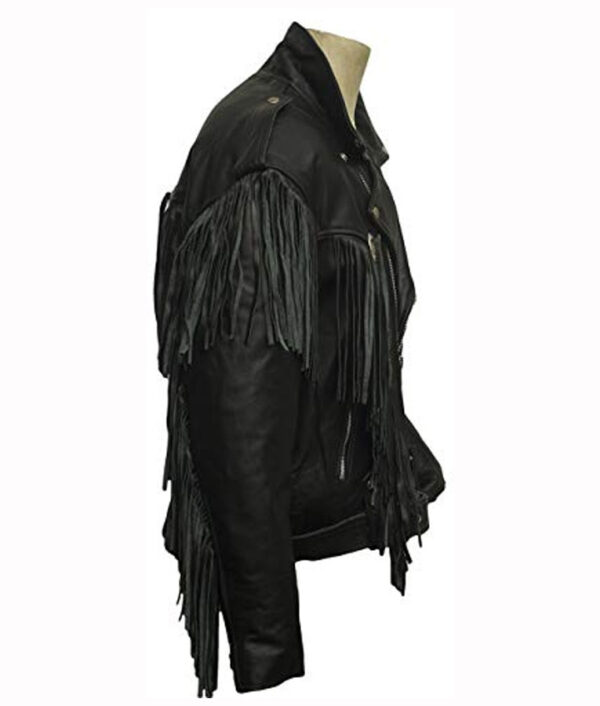 Money Heist Nairobi Fringe Black Leather Jacket - Image 2