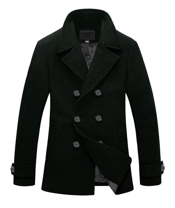 Mens TWM Morris Double Breasted Dark Green Wool Pea Coat