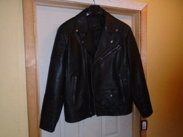 Murano Black Imitation Motorcycle Leather Jacket