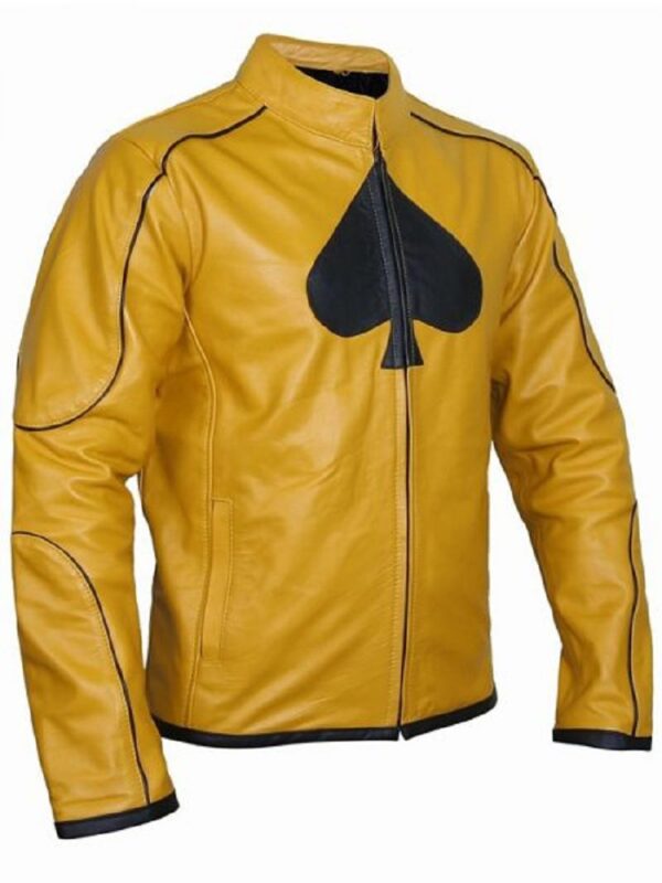 Mens Dijon Spades Mustard Leather Jacket - Image 3