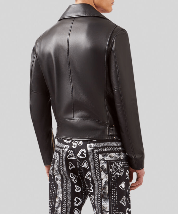 Nappa Black Biker Leather Jacket - Image 3
