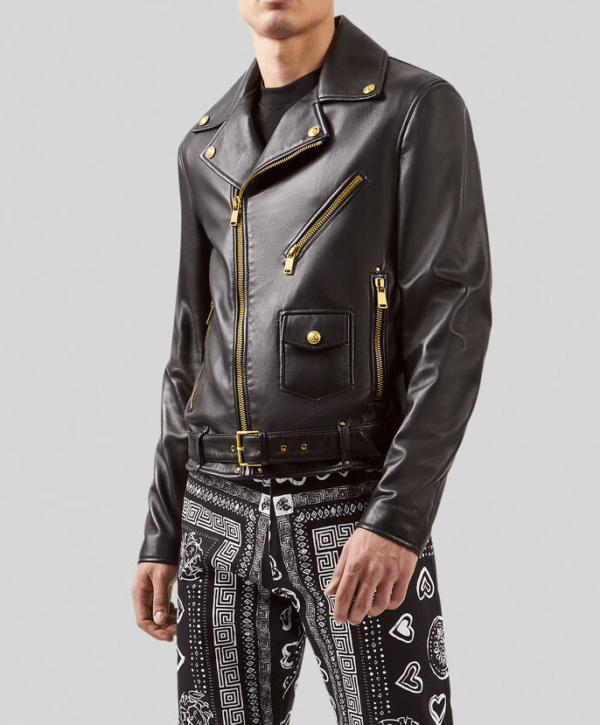 Nappa Black Biker Leather Jacket - Image 2