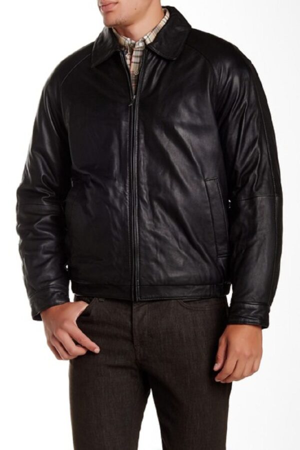 Mens Nautica Bomber Leather Jacket