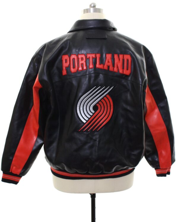 Mens Fashion 1990's Nba Carl Leather Jacket - Image 3