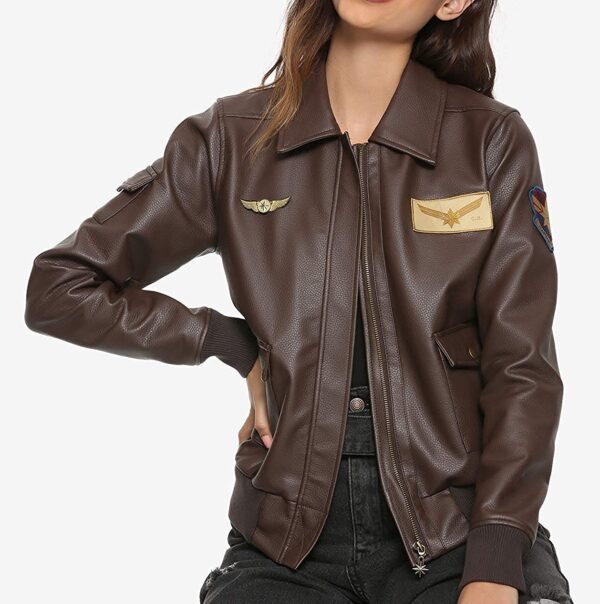 New Brie Larson Captain Marvel Women Leather Jacket - Image 2