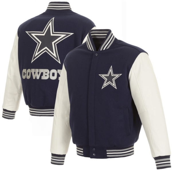 Mens Dallas Cowboys Wool Leather Jacket