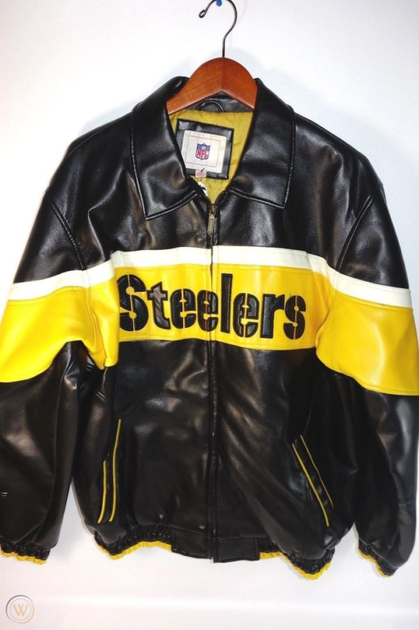 Mens Steelers Nfl Black Leather Jacket