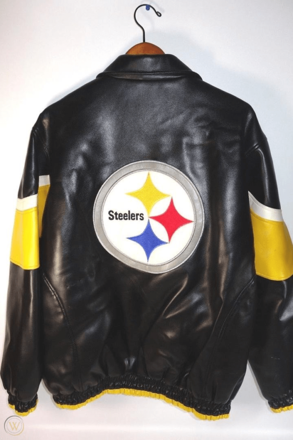 Mens Steelers Nfl Black Leather Jacket - Image 3